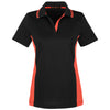 Harriton Women's Black/ Team Orange Flash Snag Protection Plus Colorblock Polo