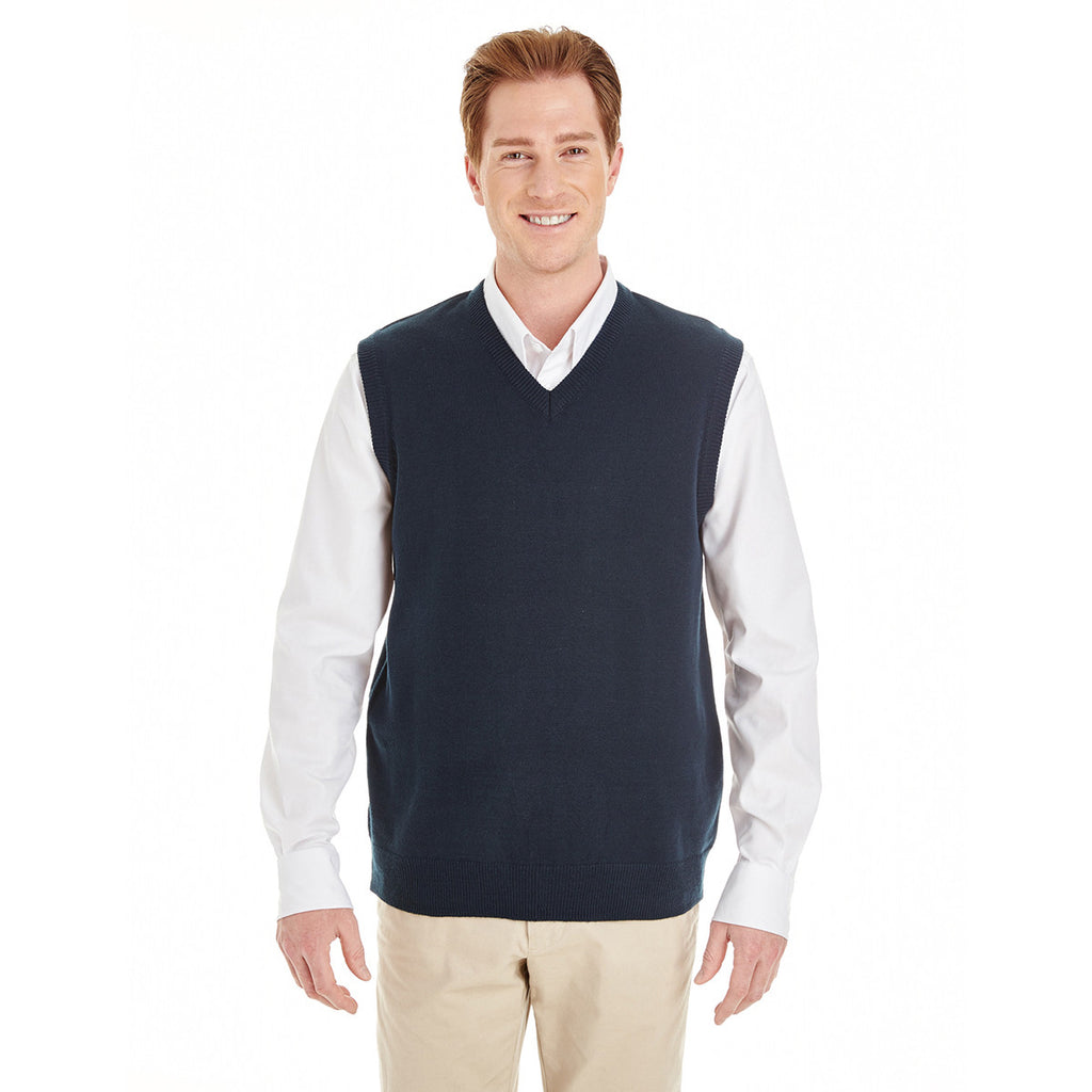 Harriton Men's Dark Navy Pilbloc V-Neck Sweater Vest