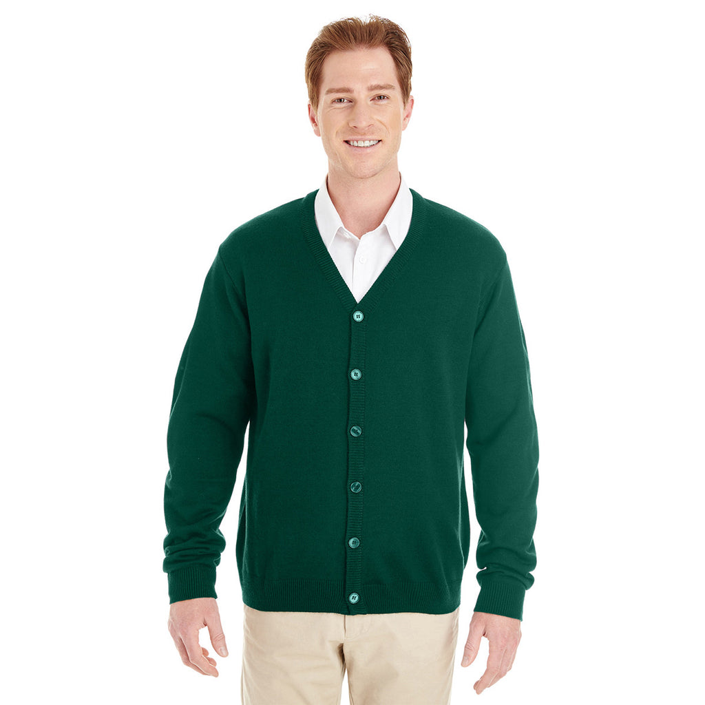 Harriton Men's Hunter Pilbloc V-Neck Button Cardigan Sweater