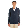 Harriton Women's Dark Navy Pilbloc V-Neck Button Cardigan Sweater