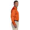 Harriton Men's Team Orange Easy Blend Long-Sleeve Twill Shirt with Stain-Release