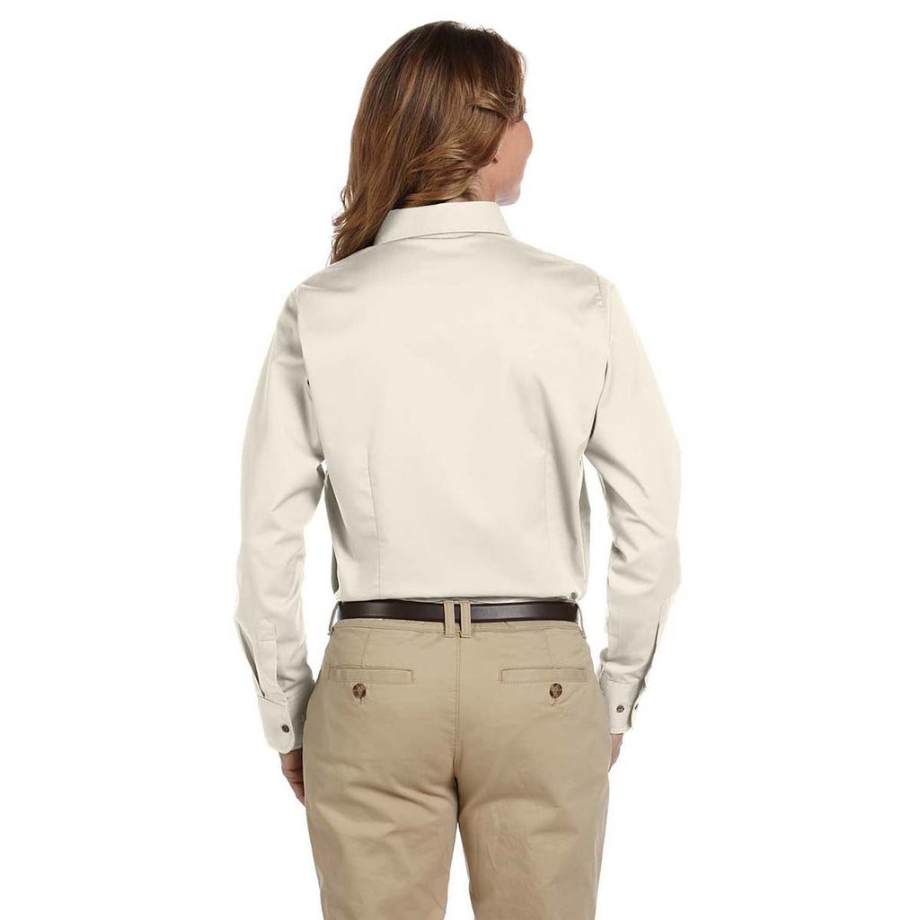 Harriton Women's Creme Easy Blend Long-Sleeve Twill Shirt with Stain-Release