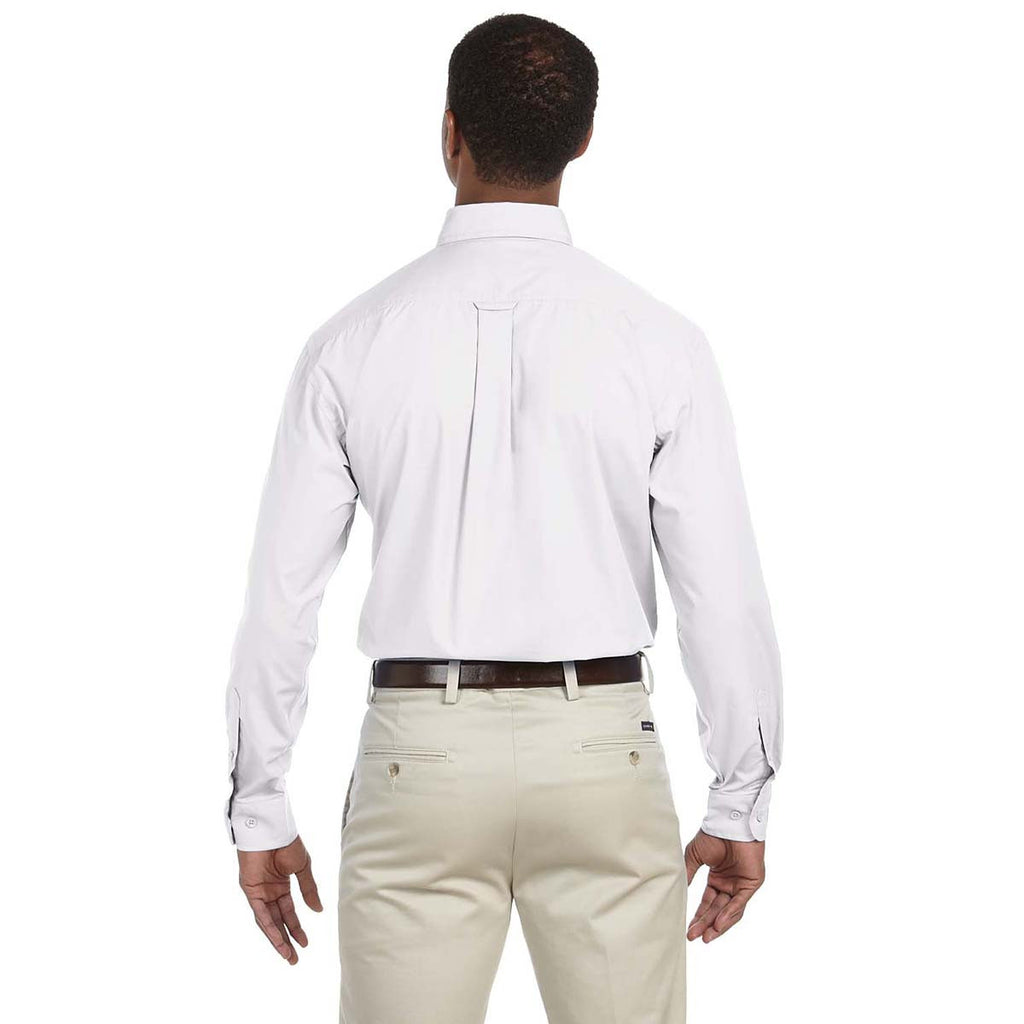 Harriton Men's White Tall 3.1 oz. Essential Poplin