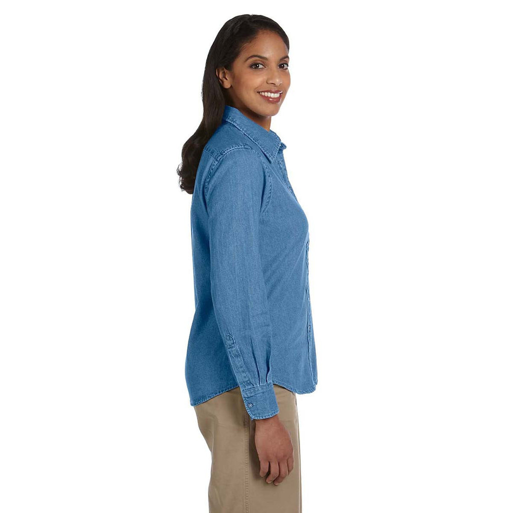 Harriton Women's Light Denim 6.5 oz. Long-Sleeve Denim Shirt