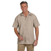 Harriton Men's Khaki Barbados Textured Camp Shirt