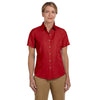 Harriton Women's Parrot Red Barbados Textured Camp Shirt