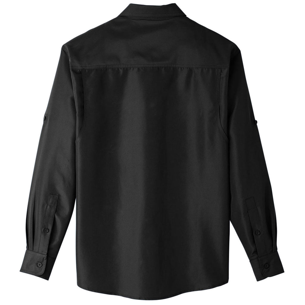 Harriton Men's Black Key West Long-Sleeve Performance Staff Shirt