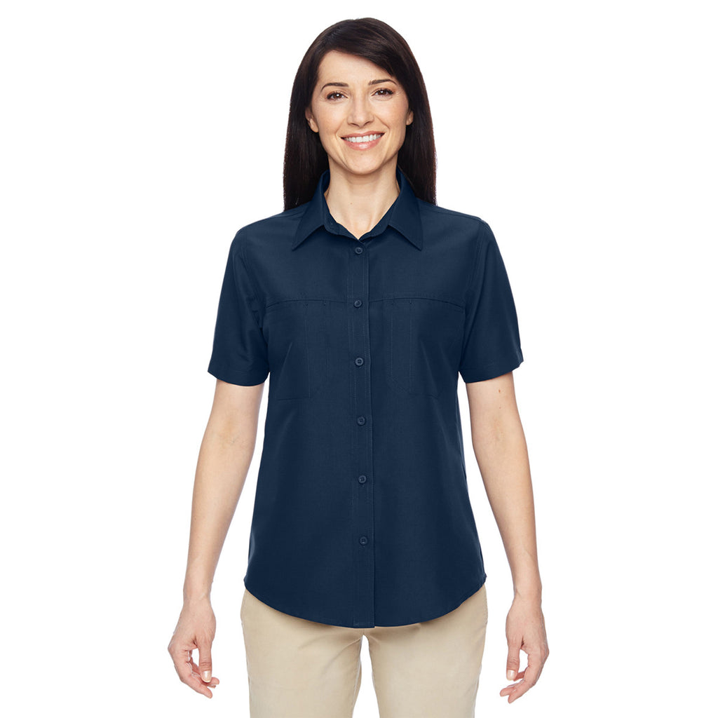 Harriton Women's Navy Key West Short-Sleeve Performance Staff Shirt