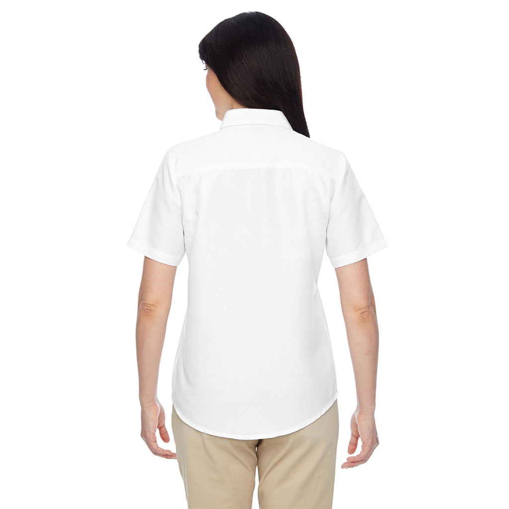 Harriton Women's White Key West Short-Sleeve Performance Staff Shirt