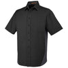 Harriton Men's Black/ Dark Charcoal Flash Colorblock Short Sleeve Shirt