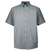 Harriton Men's Oxford Grey Short-Sleeve Oxford with Stain-Release