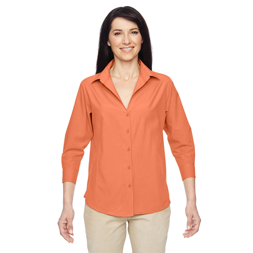 Harriton Women's Nectarine Paradise 3/4-Sleeve Performance Shirt