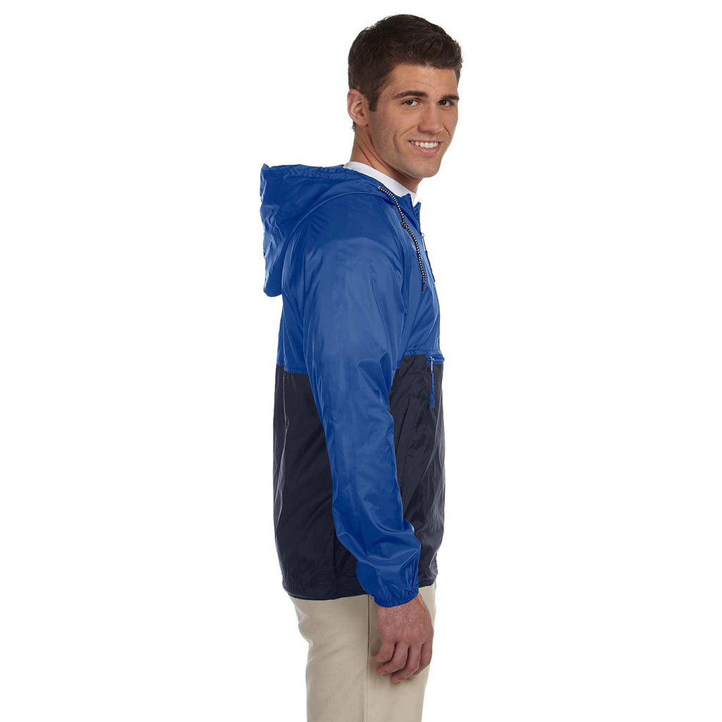 Harriton Men's Royal/Navy Packable Nylon Jacket