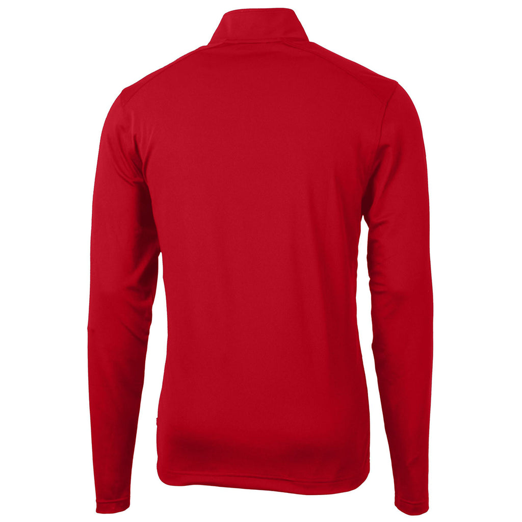 Cutter & Buck Men's Red Virtue Eco Pique Recycled Quarter Zip