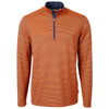 Cutter & Buck Men's College Orange/Navy Blue Virtue Eco Pique Micro Strip Recycled Quarter Zip