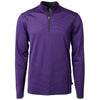 Cutter & Buck Men's College Purple/Black Virtue Eco Pique Micro Strip Recycled Quarter Zip