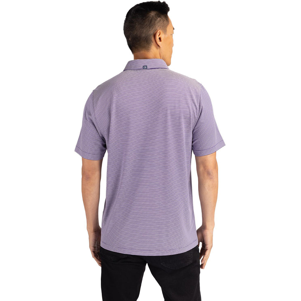 Cutter & Buck Men's College Purple/White Forge Eco Double Stripe Stretch Recycled Polo