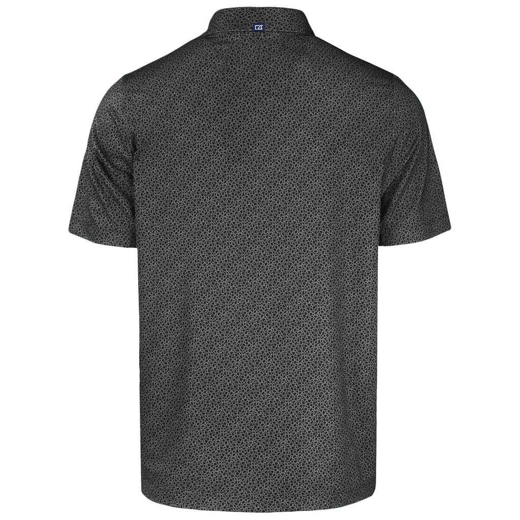 Cutter & Buck Men's Black Pike Eco Pebble Print Stretch Recycled Polo