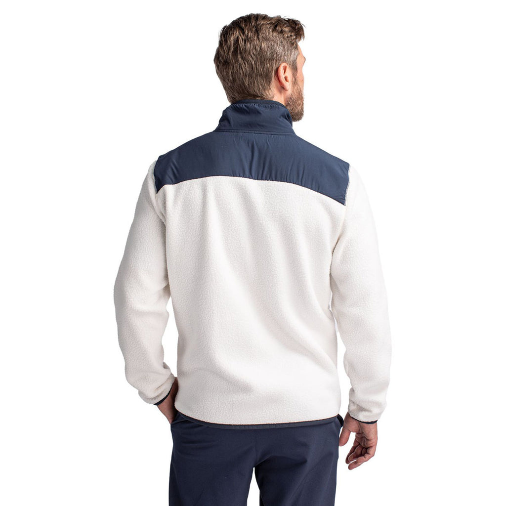 Cutter & Buck Men's Shell/Navy Blue Cascade Eco Sherpa Fleece Jacket