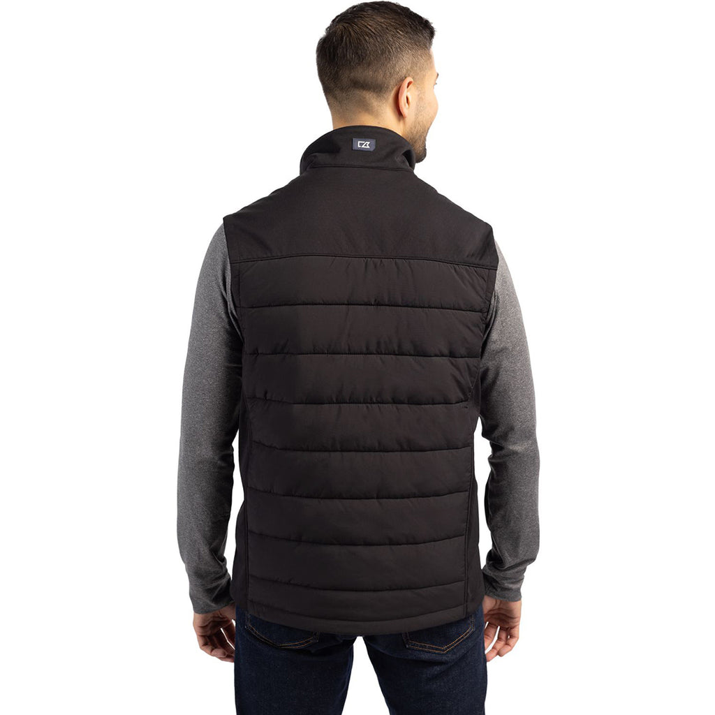 Cutter & Buck Men's Black Evoke Hybrid Eco Softshell Recycled Full Zip Vest