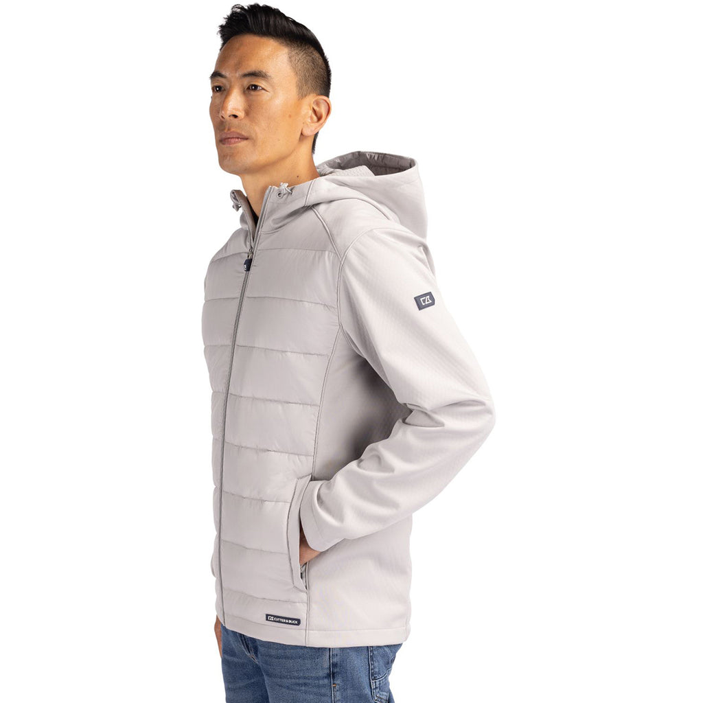 Cutter & Buck Men's CONCRETE Evoke Hybrid Eco Softshell Recycled Full Zip Hooded Jacket