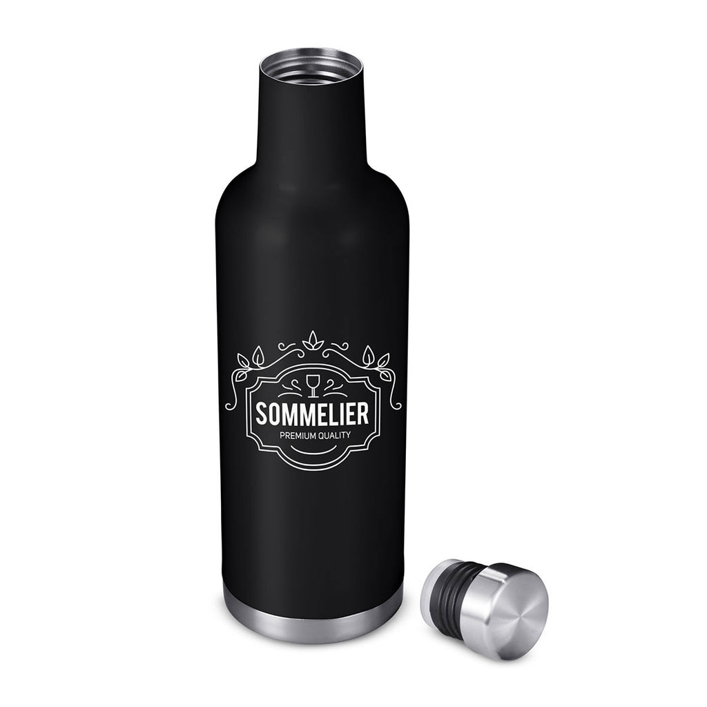 Primeline Black 25 oz. Alsace Vacuum Insulated Wine Bottle