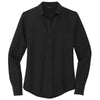 Mercer+Mettle Women's Deep Black Stretch Crepe Long Sleeve Camp Blouse