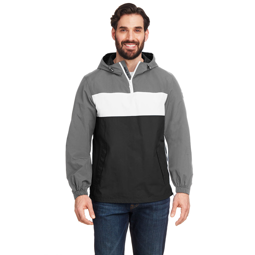 Nautica Unisex Black/Graphite Windward Pullover Anorak