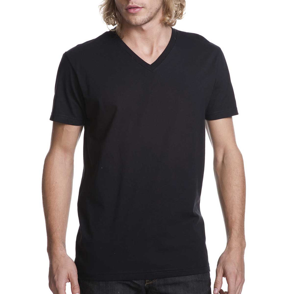 Next Level Men's Black Premium Fitted Short-Sleeve V-Neck Tee