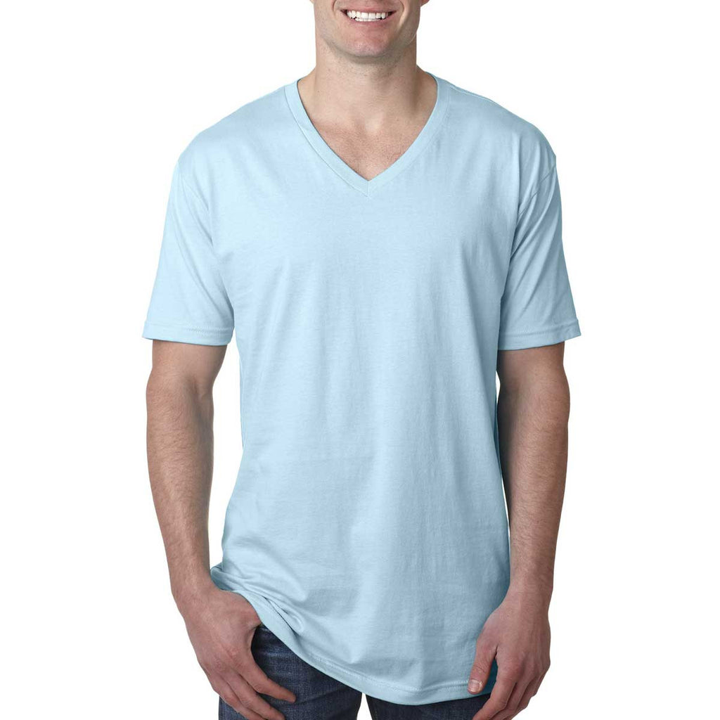 Next Level Men's Light Blue Premium Fitted Short-Sleeve V-Neck Tee