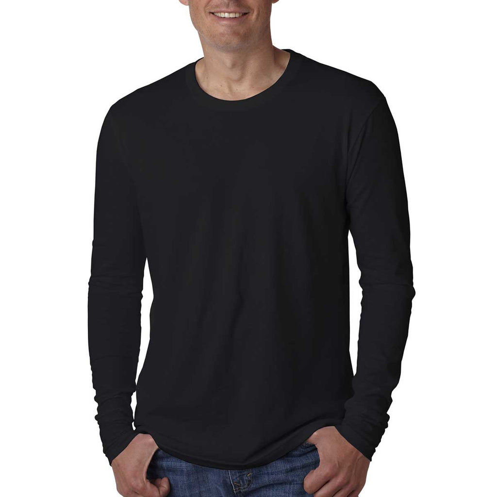 Next Level Men's Black Premium Fitted Long-Sleeve Crew Tee