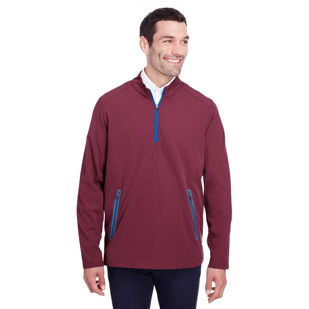 North End Men's Burgundy/Olympic Blue Quest Stretch Quarter-Zip