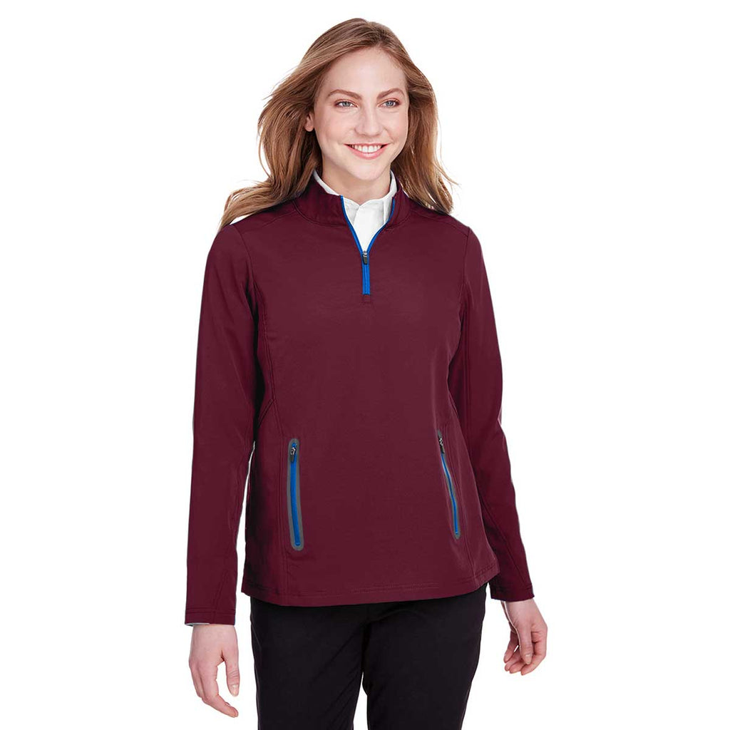 North End Women's Burgundy/Olympic Blue Quest Stretch Quarter-Zip