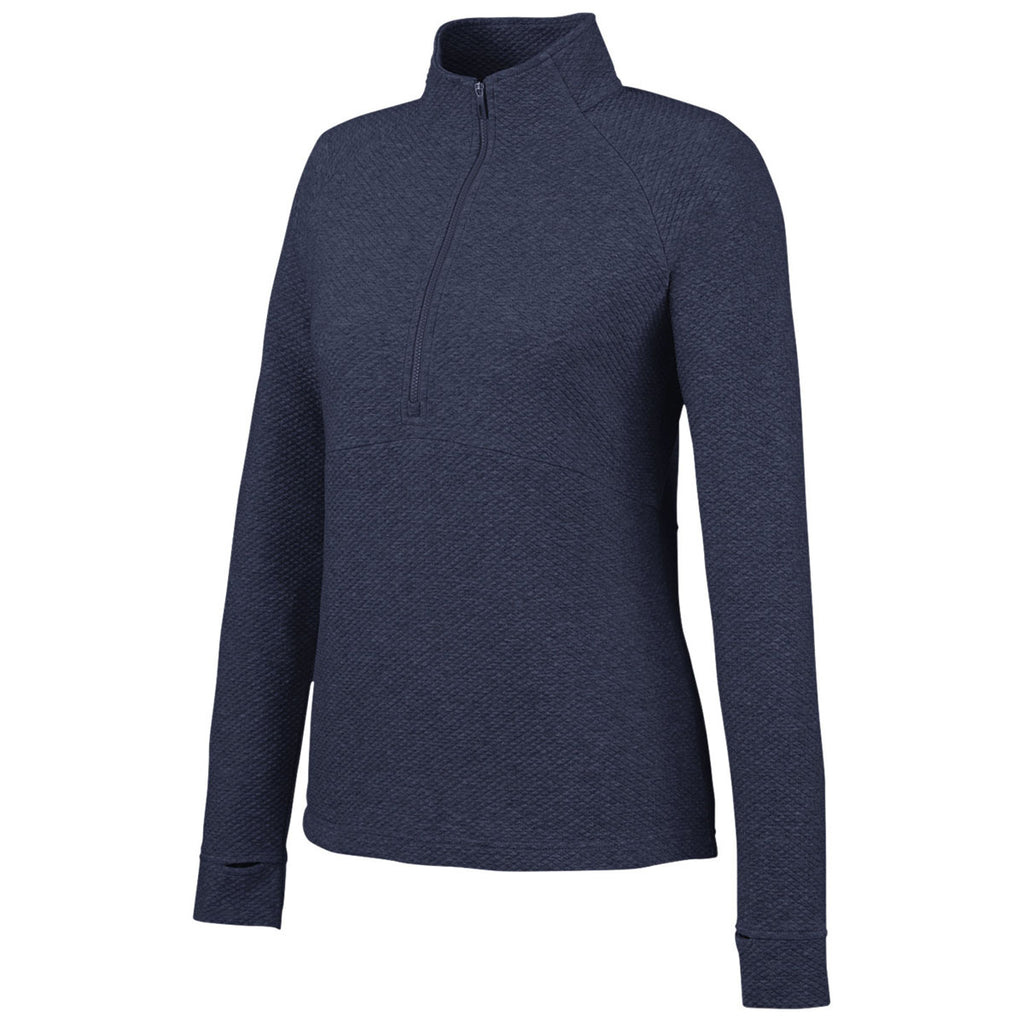 North End Women's Classic Navy Heather Spirit Textured Quarter Zip