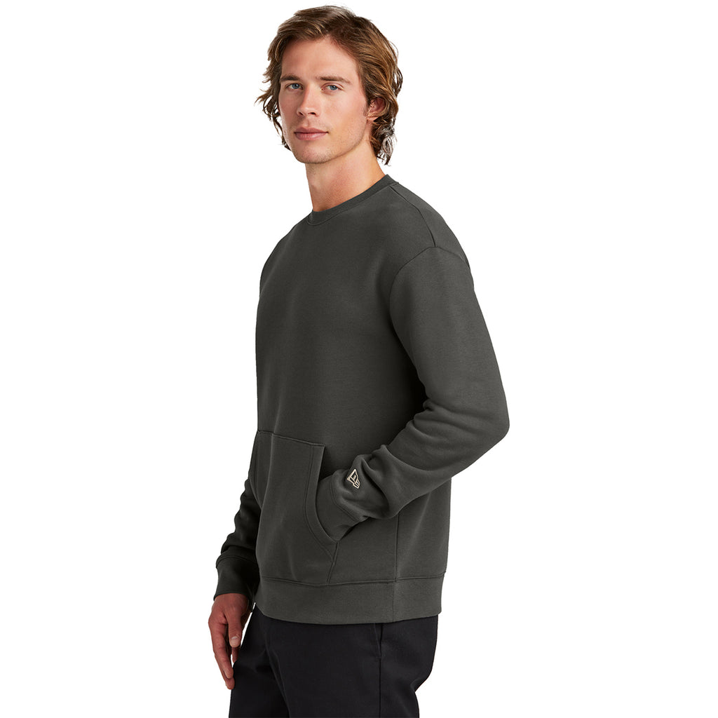 New Era Men's Graphite Heritage Fleece Pocket Crew