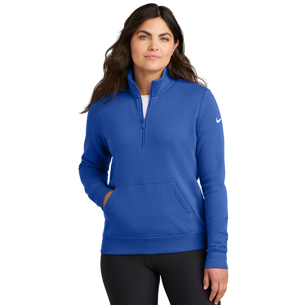 Nike Women's Game Royal Club Fleece Sleeve Swoosh 1/2 Zip