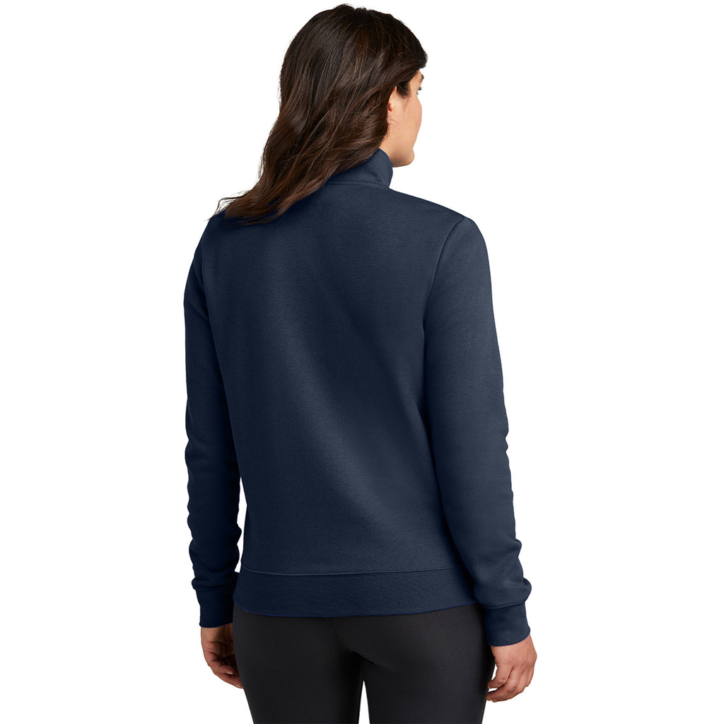 Nike Women's Midnight Navy Club Fleece Sleeve Swoosh 1/2 Zip