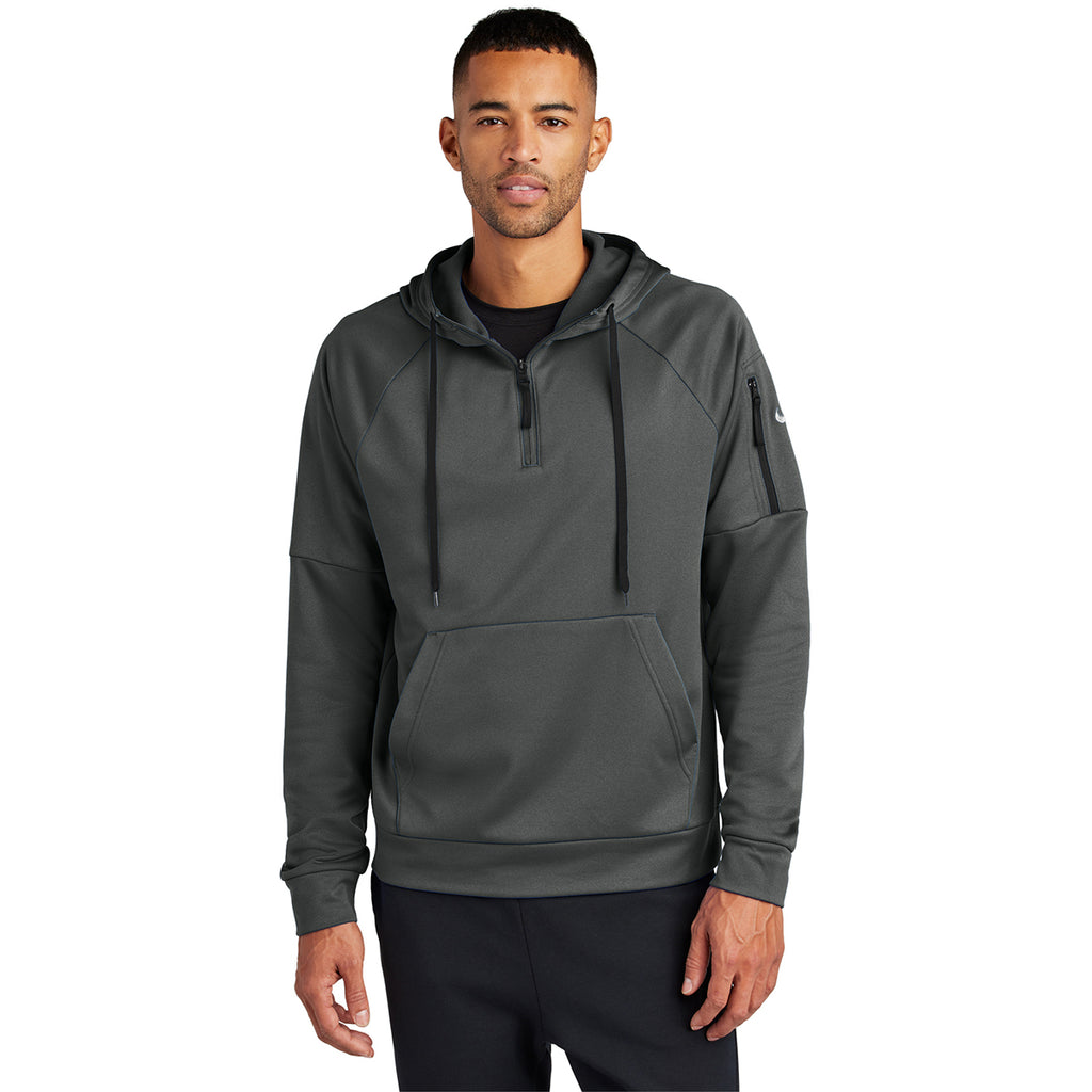 Nike Men's Anthracite Therma-FIT Pocket 1/4-Zip Fleece Hoodie