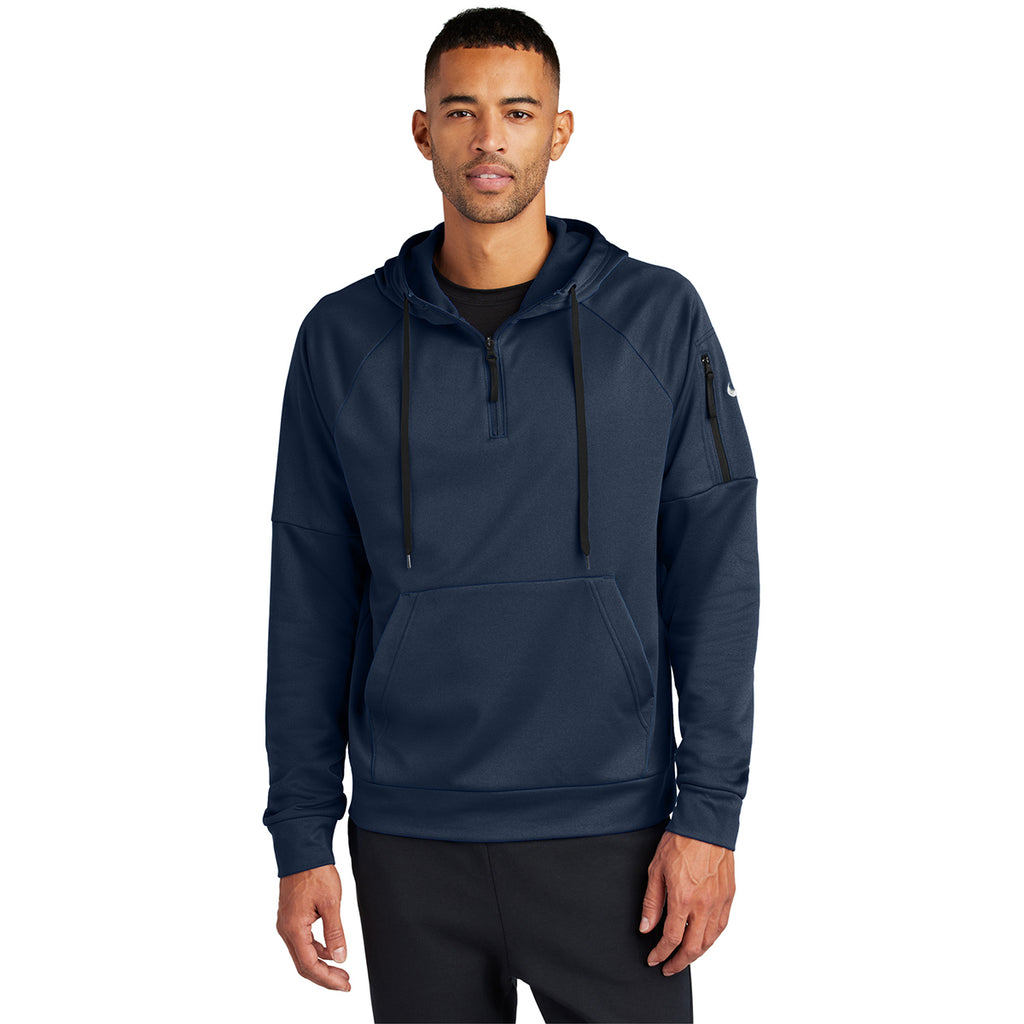 Nike Men's Navy Therma-FIT Pocket 1/4-Zip Fleece Hoodie