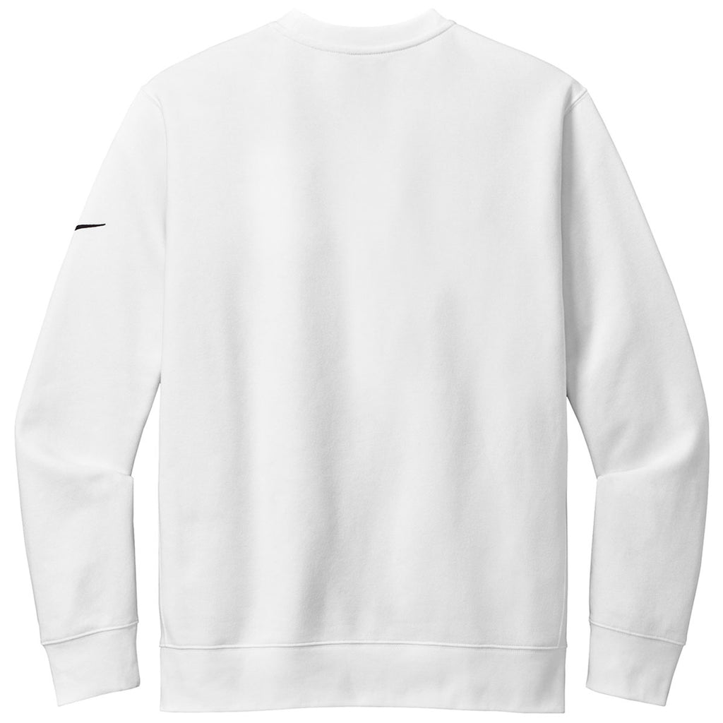 Nike Men's White Club Fleece Sleeve Swoosh Crew