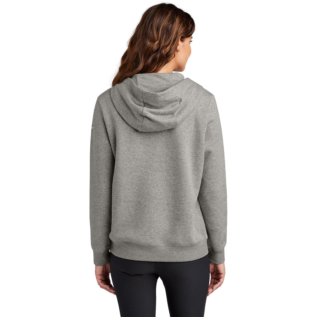 Nike Women's Dark Grey Heather Club Fleece Sleeve Swoosh Pullover Hoodie