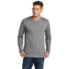 Next Level Men's Heather Grey Cotton Long Sleeve Tee