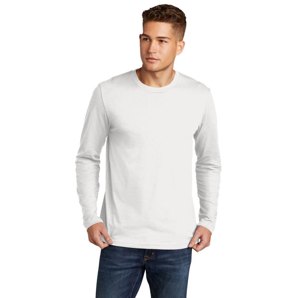 Next Level Men's White Cotton Long Sleeve Tee