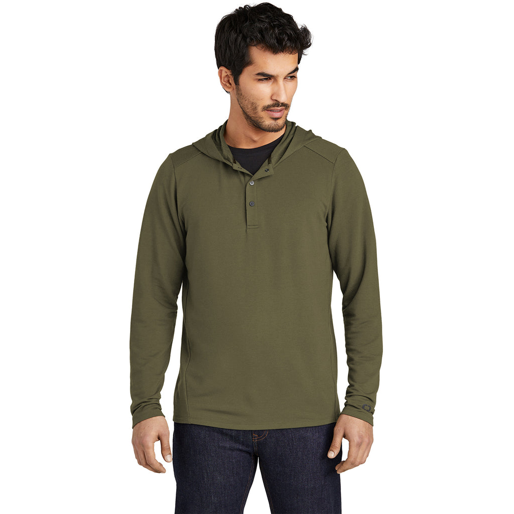 OGIO Men's Deep Olive Luuma Flex Hooded Henley