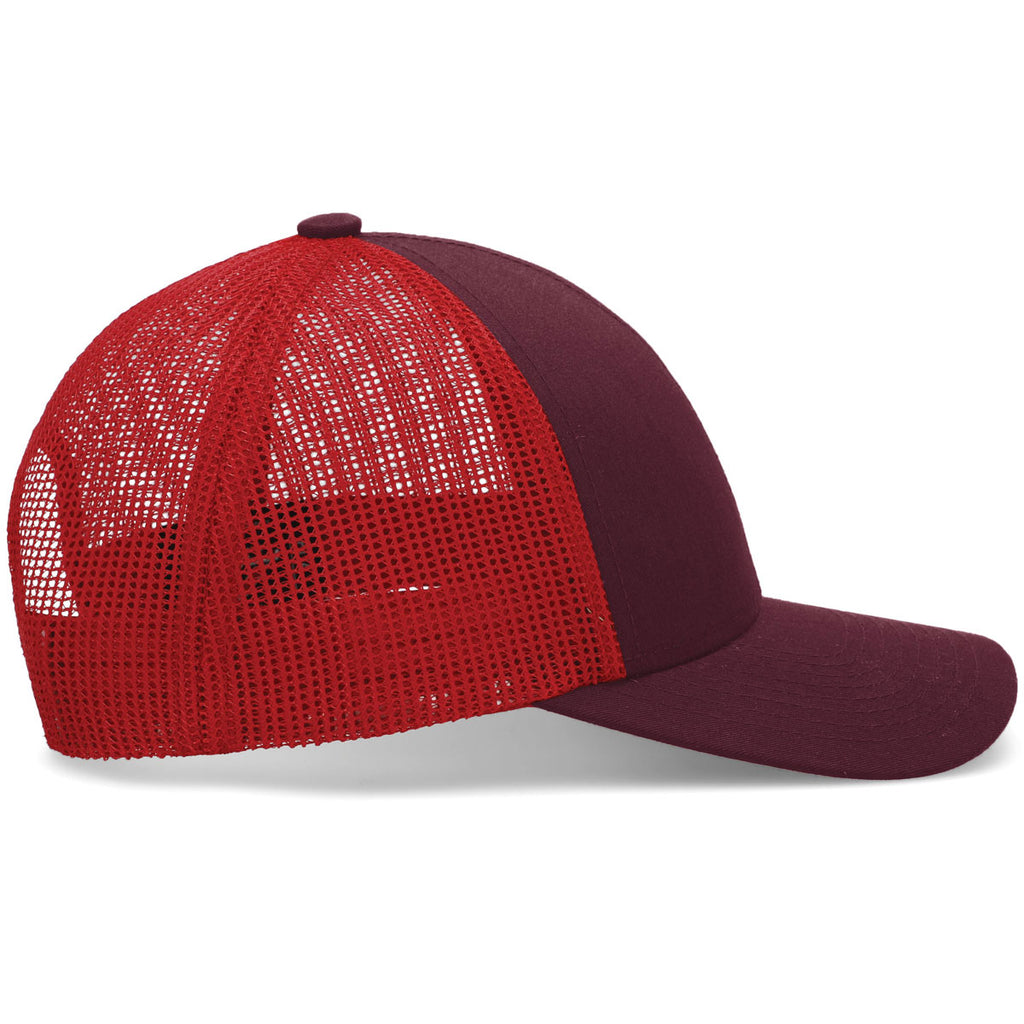 Pacific Headwear Maroon/Red/Maroon Low-Pro Trucker Cap