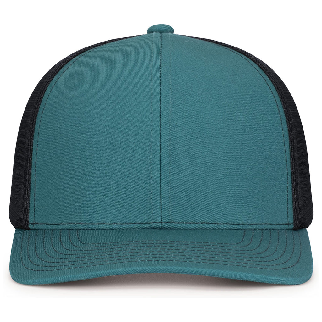 Pacific Headwear Deep Teal/Lt Charcoal/Deep TealContrast Stitch Trucker Pacflex Snapback Cap