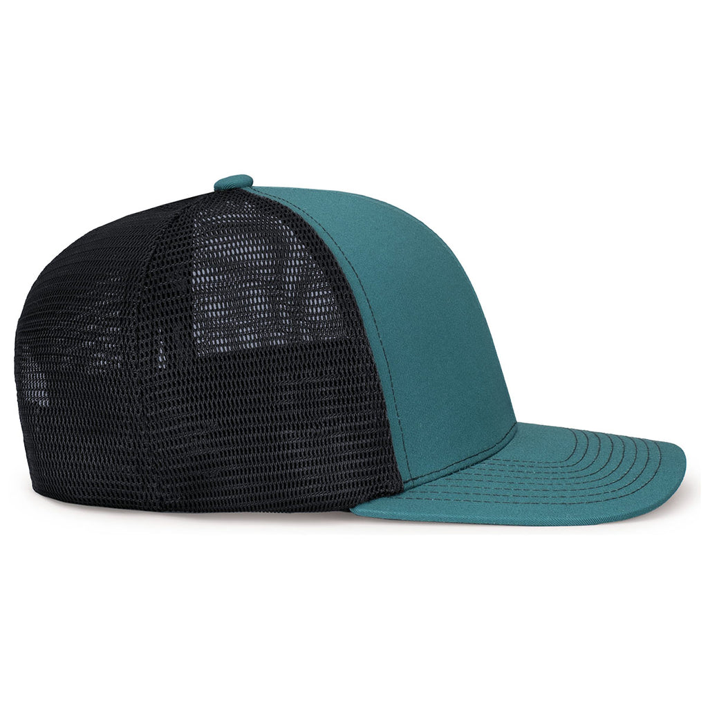 Pacific Headwear Deep Teal/Lt Charcoal/Deep TealContrast Stitch Trucker Pacflex Snapback Cap