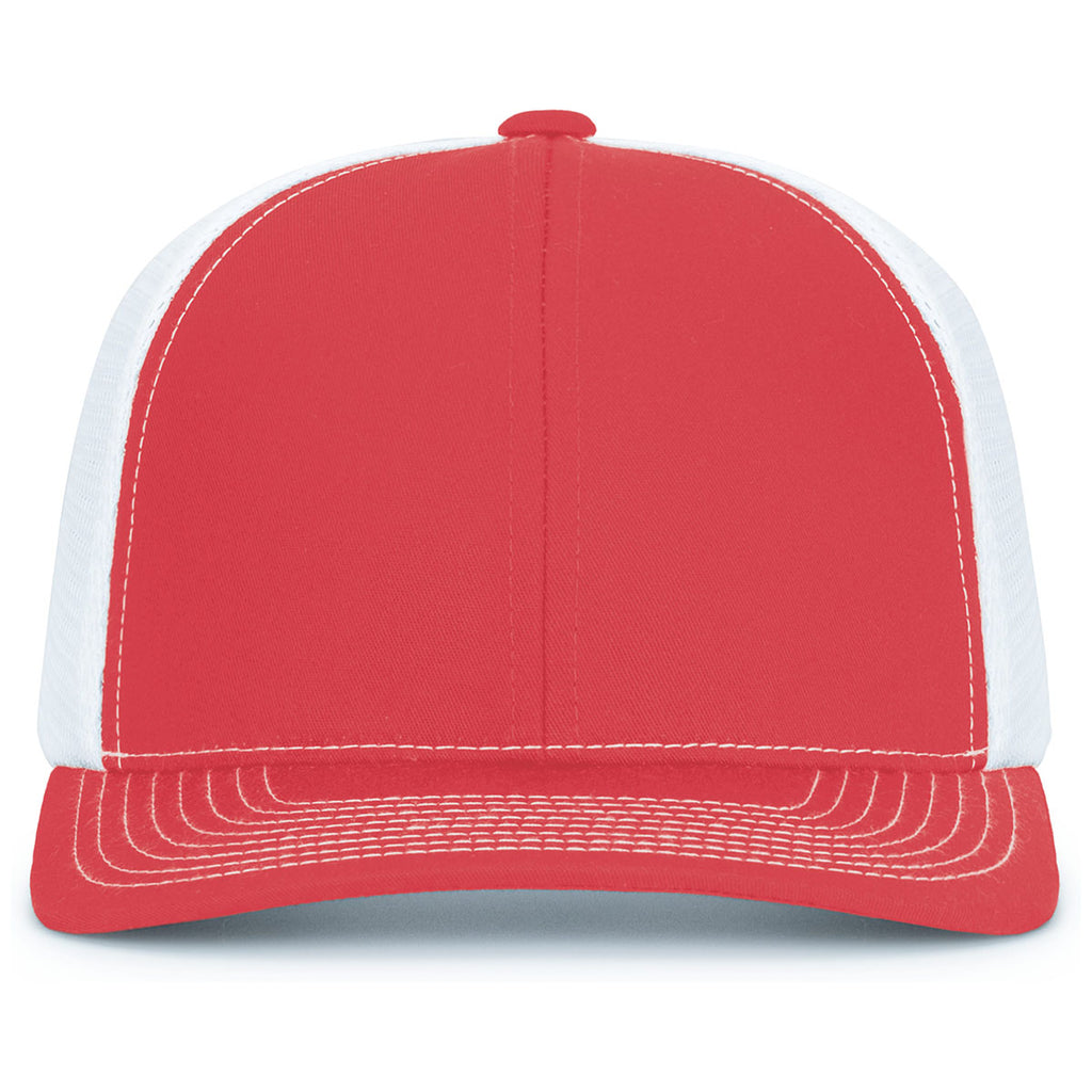 Pacific Headwear Red/White/RedContrast Stitch Trucker Pacflex Snapback Cap