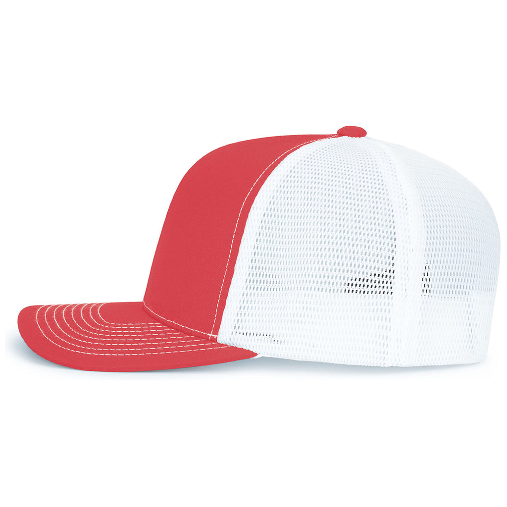 Pacific Headwear Red/White/RedContrast Stitch Trucker Pacflex Snapback Cap