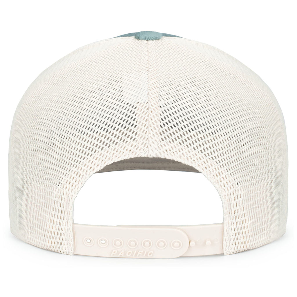 Pacific Headwear Smoke Blue/Beige/Smoke BlueContrast Stitch Trucker Pacflex Snapback Cap